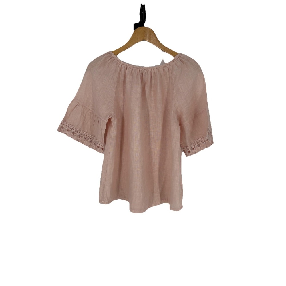 Terzo Millenio Womens Linen Off‎ Shoulder Top Size M Pink Crochet Beach Resort